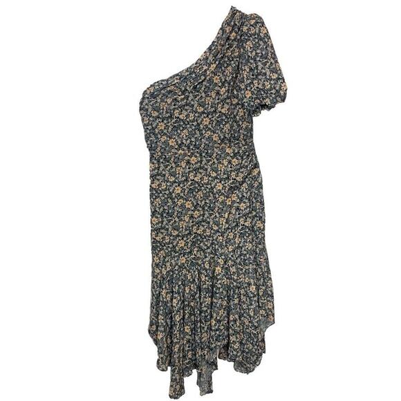 ASTR The Label Santorini Women's Floral Ruffled One Shoulder Midi Dress Size L - Picture 2 of 8